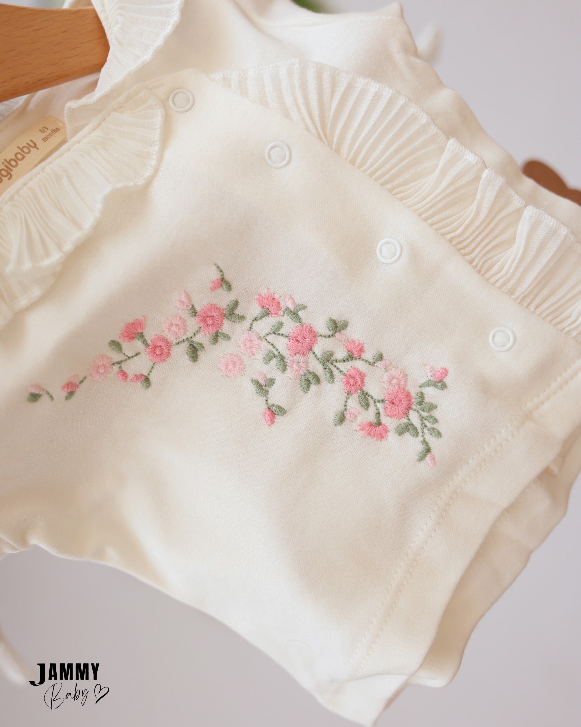 Floral Ruffle 5-Piece Baby Girl Set - Ivory