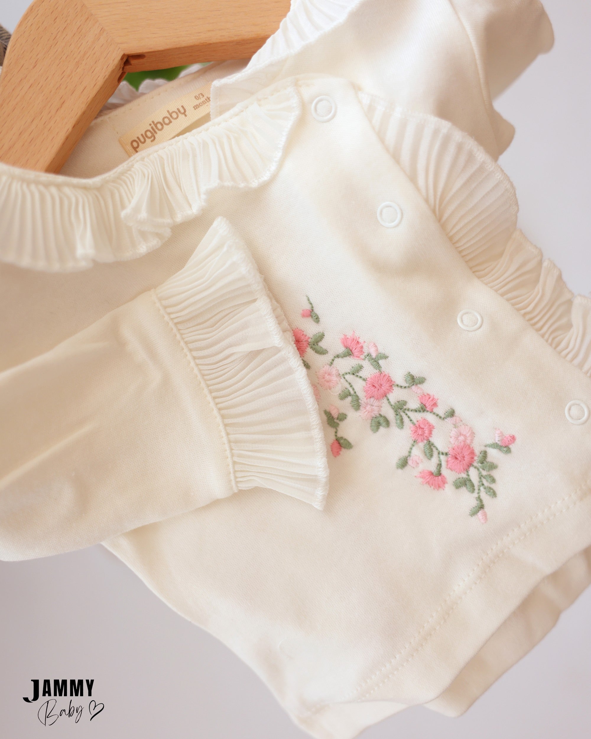 Floral Ruffle 5-Piece Baby Girl Set - Ivory