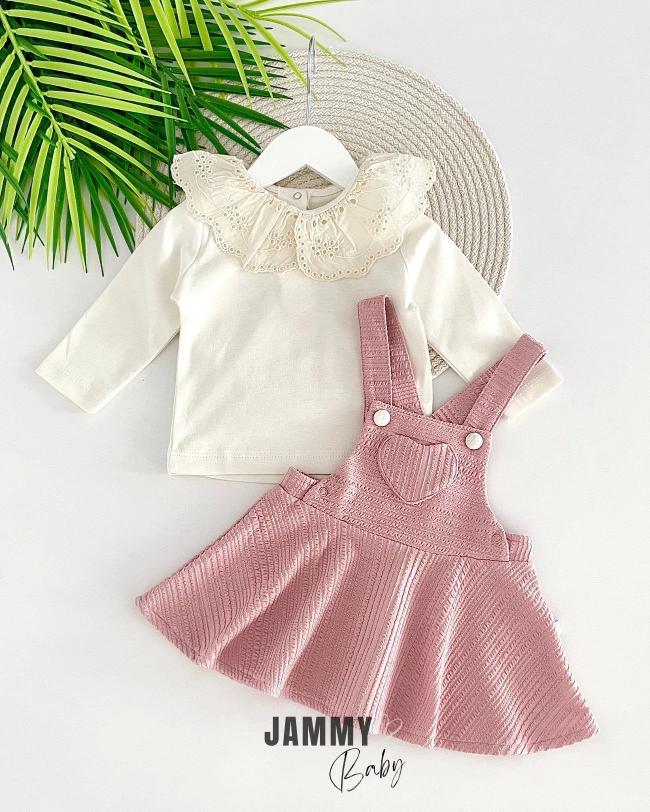 Hearts Overalls / Body Set-Dried Rose