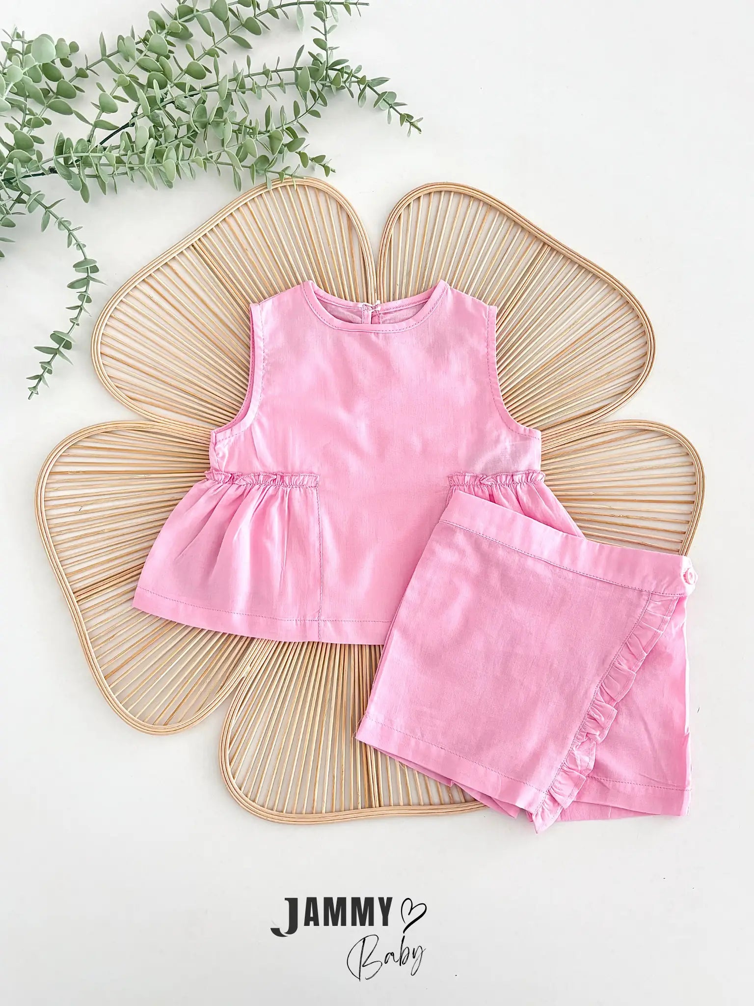 Natalie Waist Detail Blouse & Skirt Set – Pink
