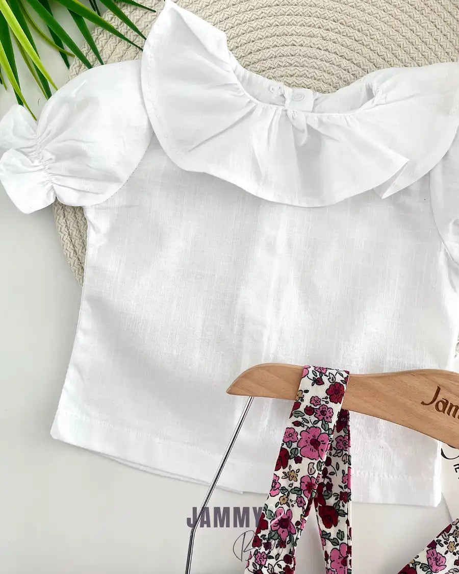 Luisa Shirt and Printed Overalls Set - PINK
