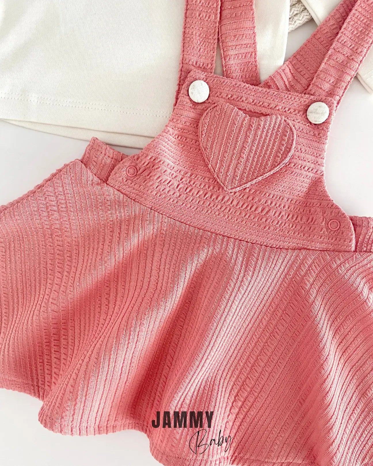 Hearts Overalls / Body Set- Pink