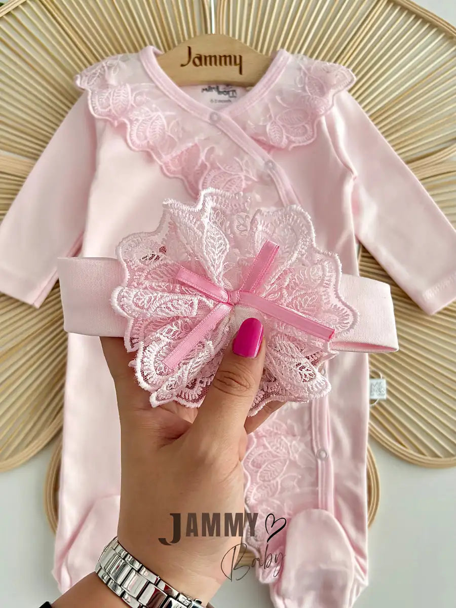 Patrice Lace Overall and Headband Set – PINK