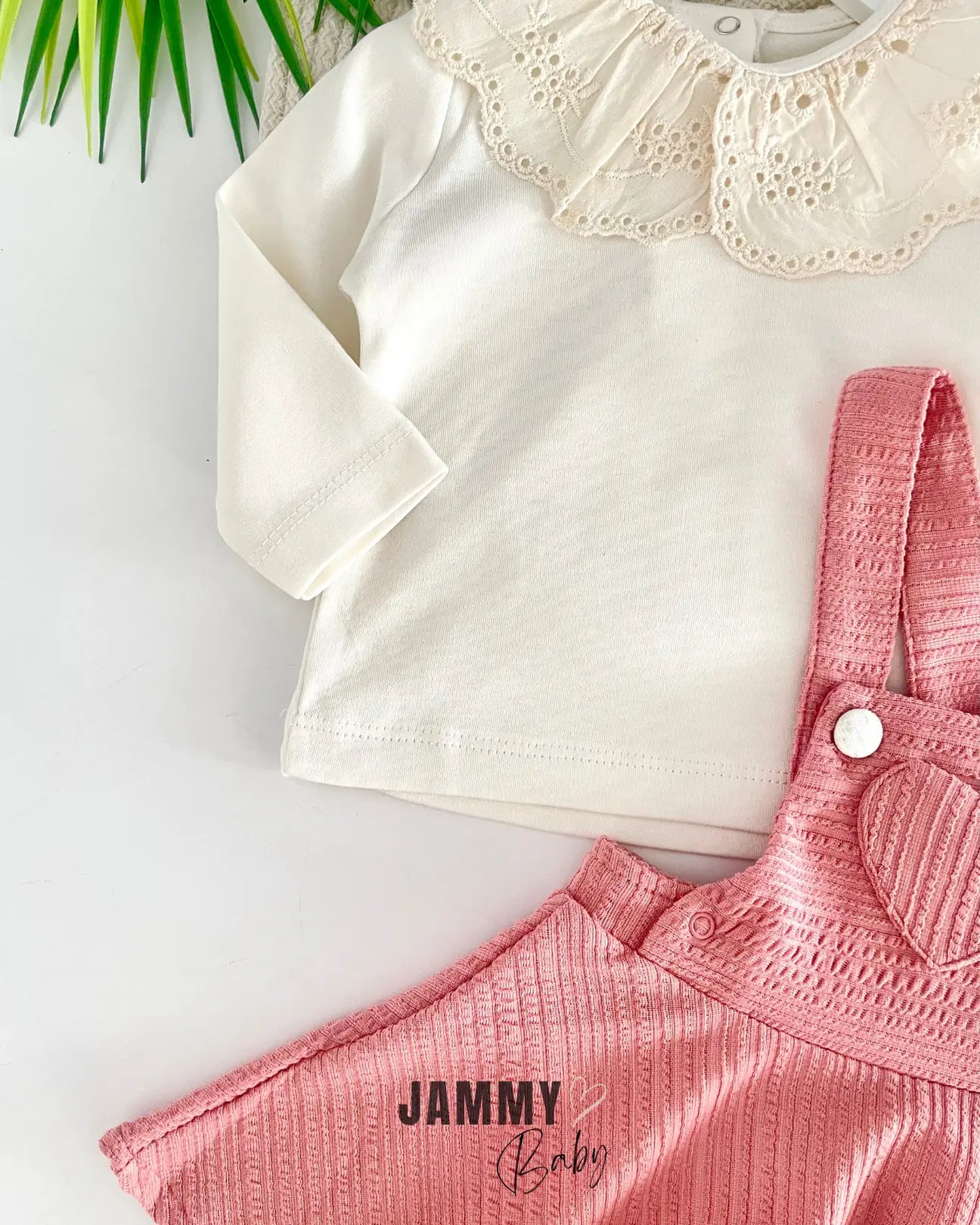 Hearts Overalls / Body Set- Pink