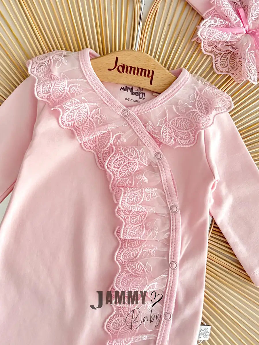 Patrice Lace Overall and Headband Set – PINK
