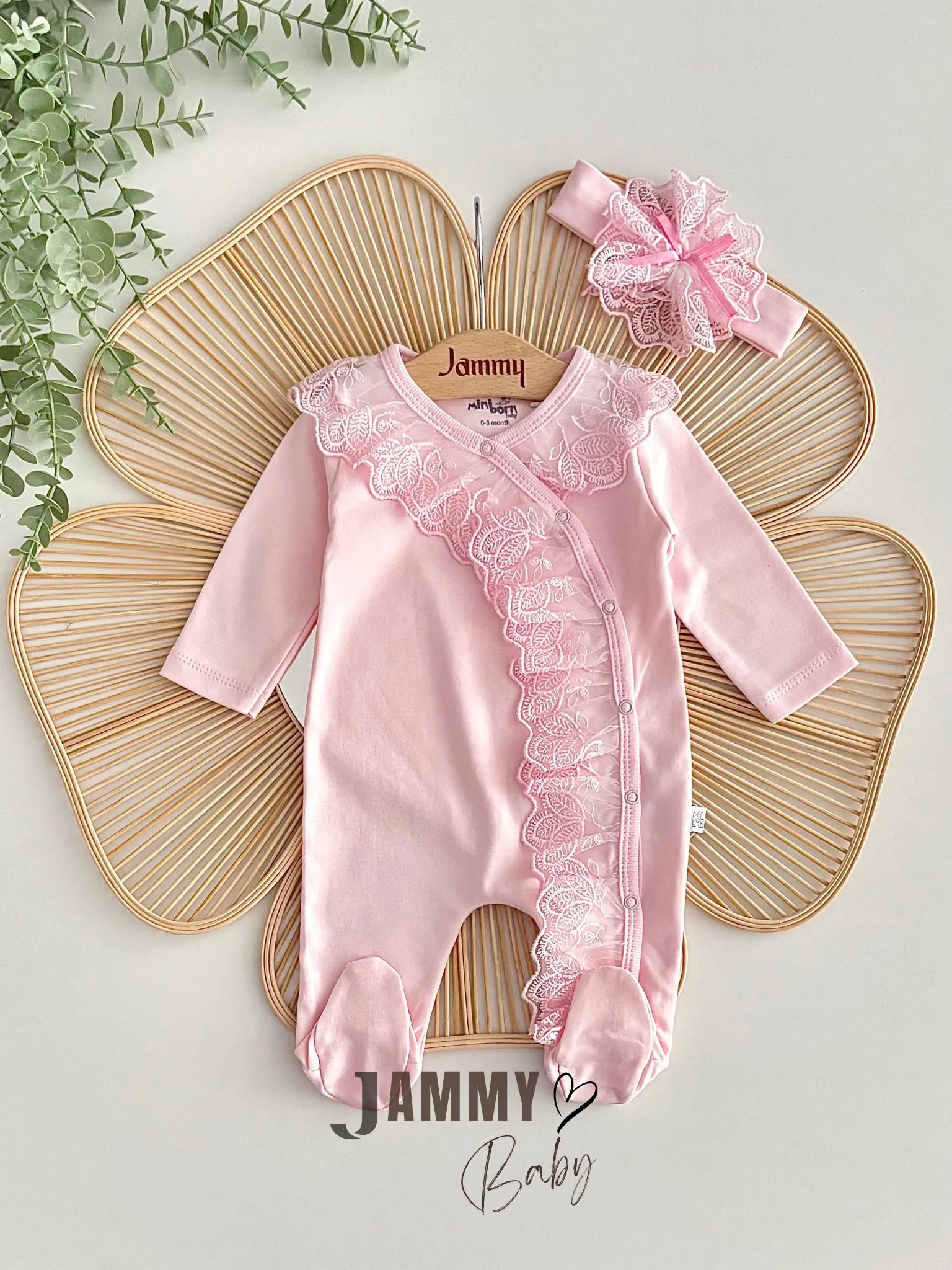 Patrice Lace Overall and Headband Set – PINK