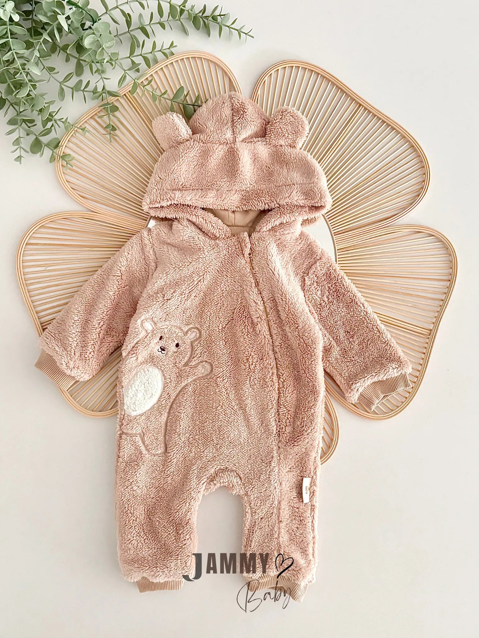 Sweety Bear Zippered Plush Overall – BROWN