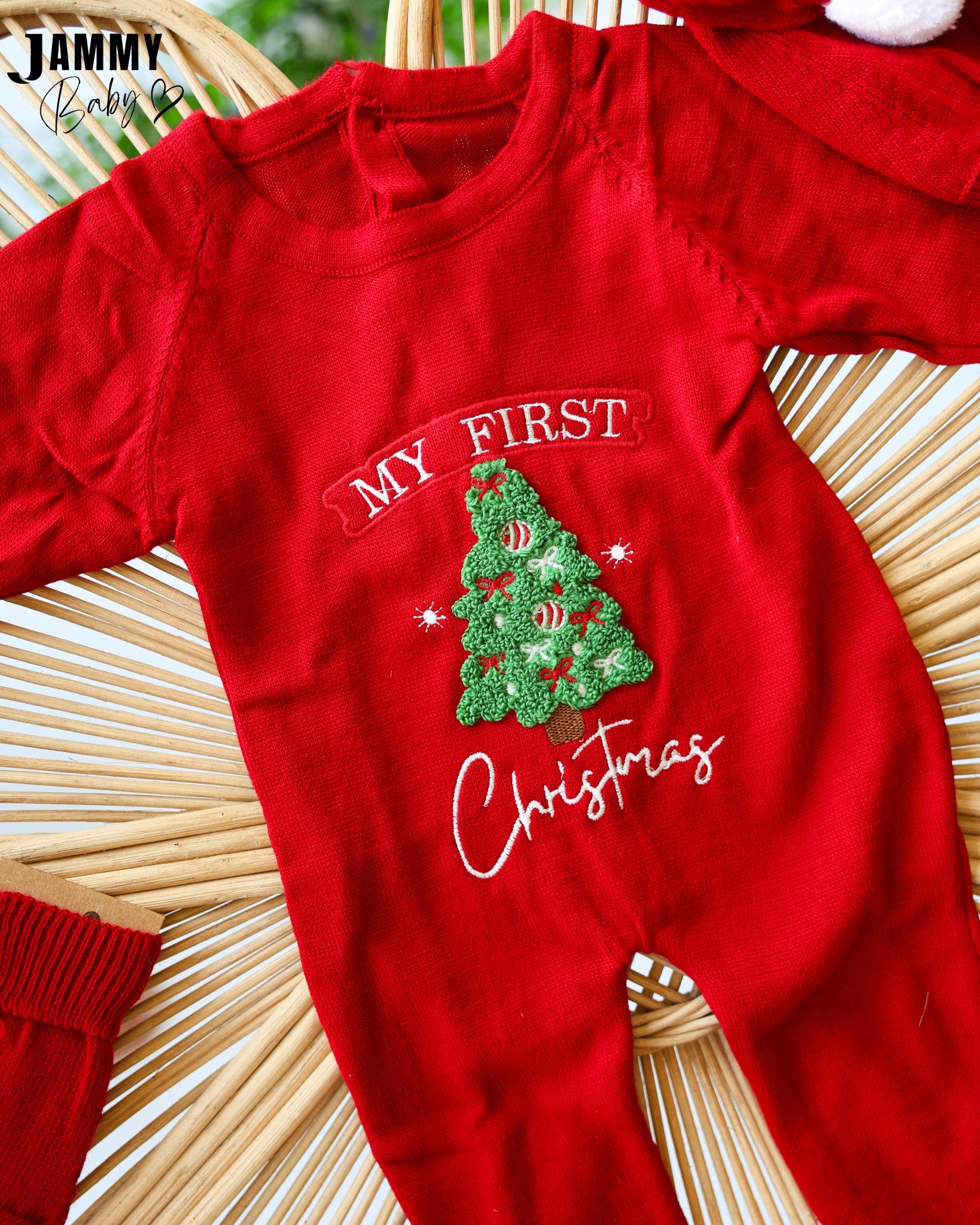 My First Christmas Knit Baby Set – Red