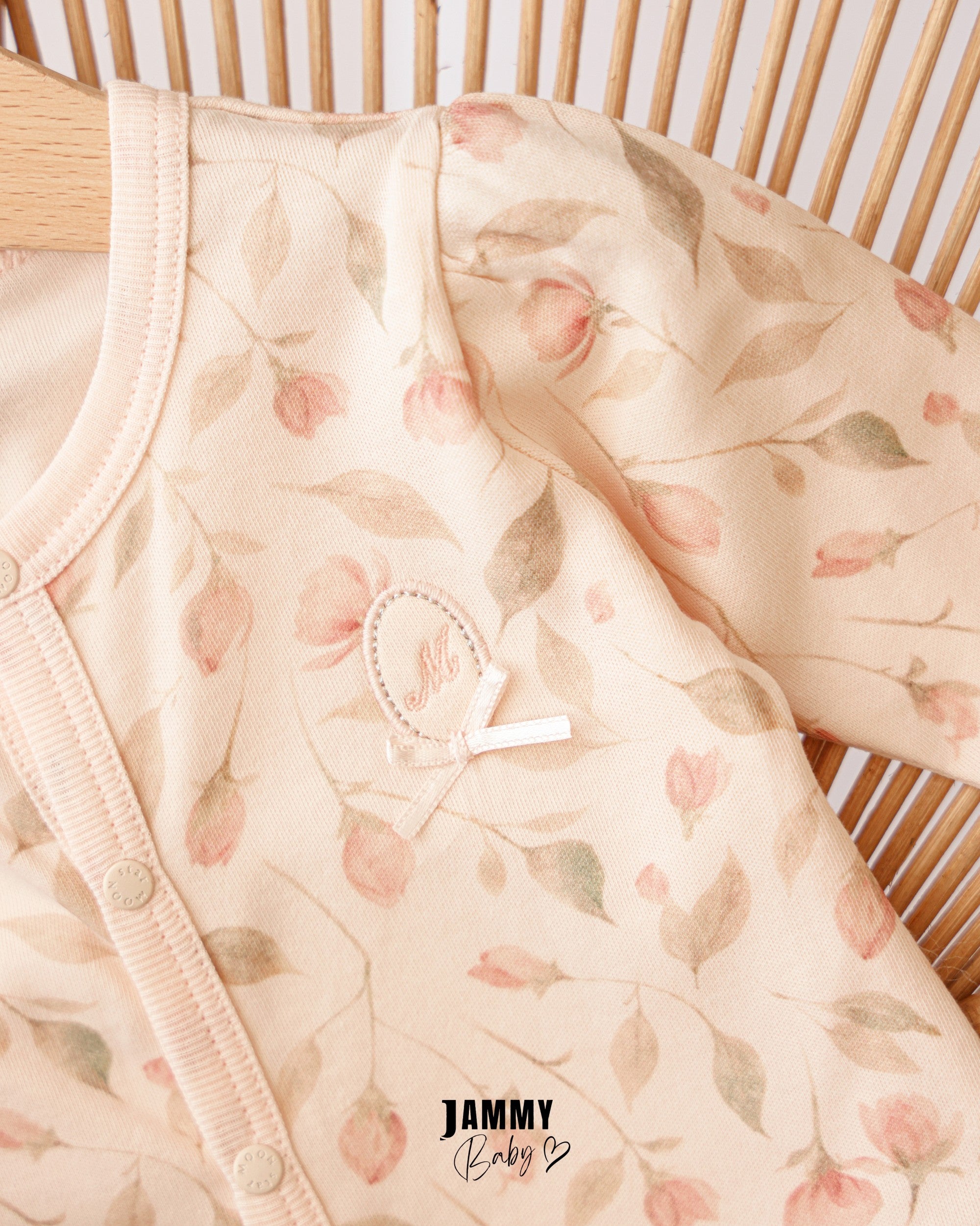 Rose Garden Footed Baby Romper – Cream