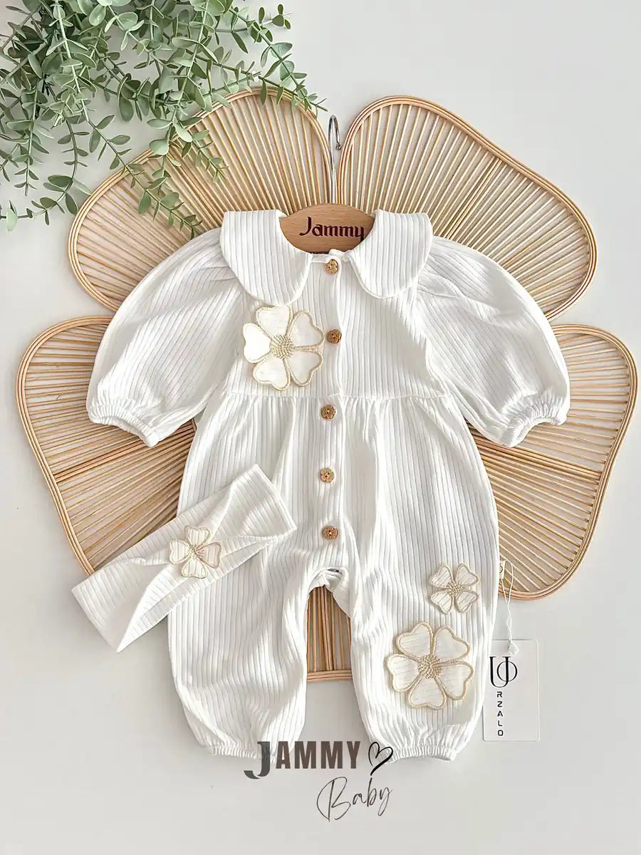 Daisell Embroidered Bandana Jumpsuit Set - ECRU