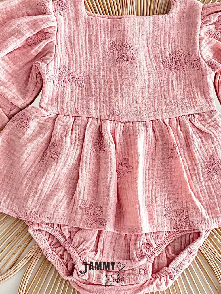 Roesis Lace Bodysuit Dress & Bandana Set - PINK