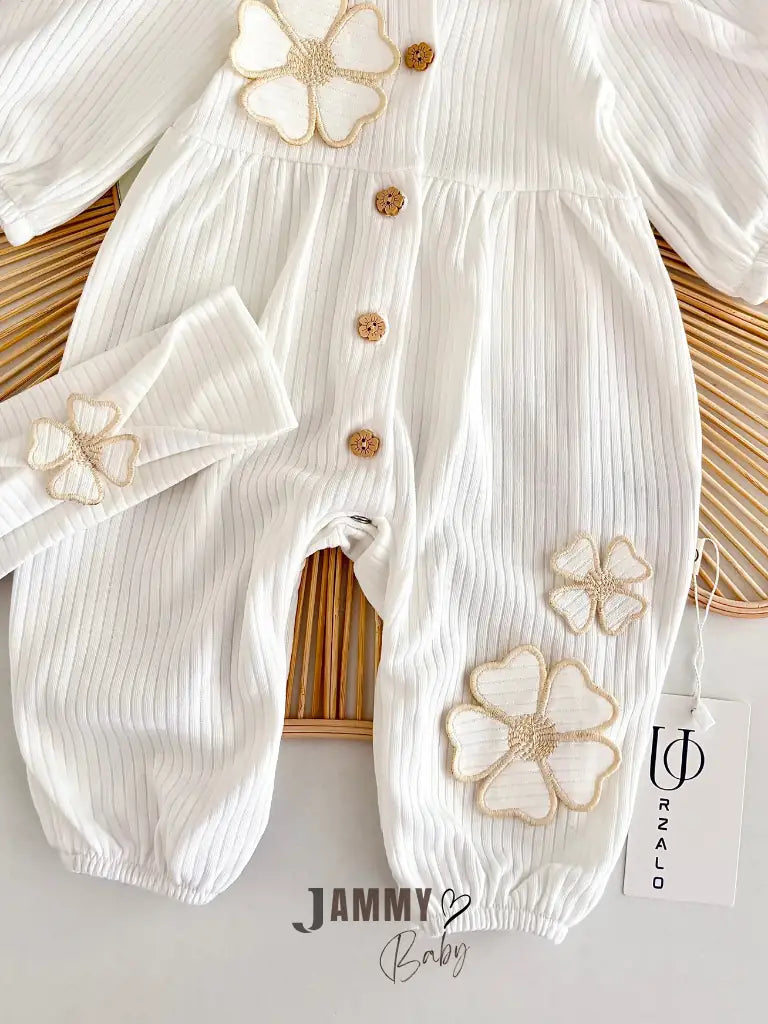 Daisell Embroidered Bandana Jumpsuit Set - ECRU