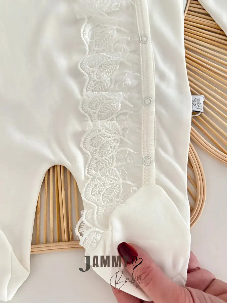 Patrice Lace Overall and Headband Set – White