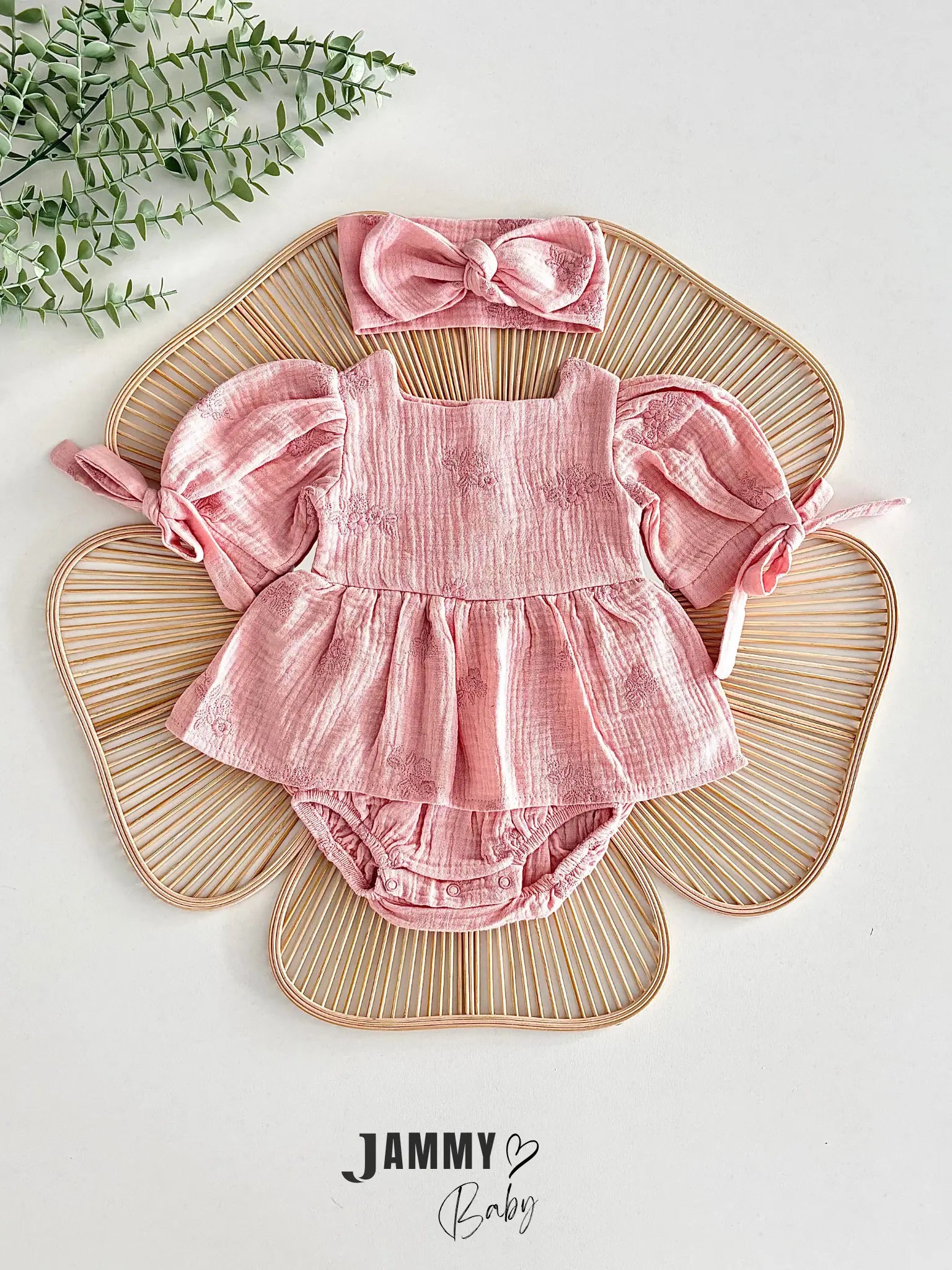 Roesis Lace Bodysuit Dress & Bandana Set - PINK