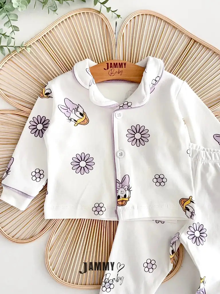 Daisy Duck Themed 2-Piece Pajama Set – Ecru