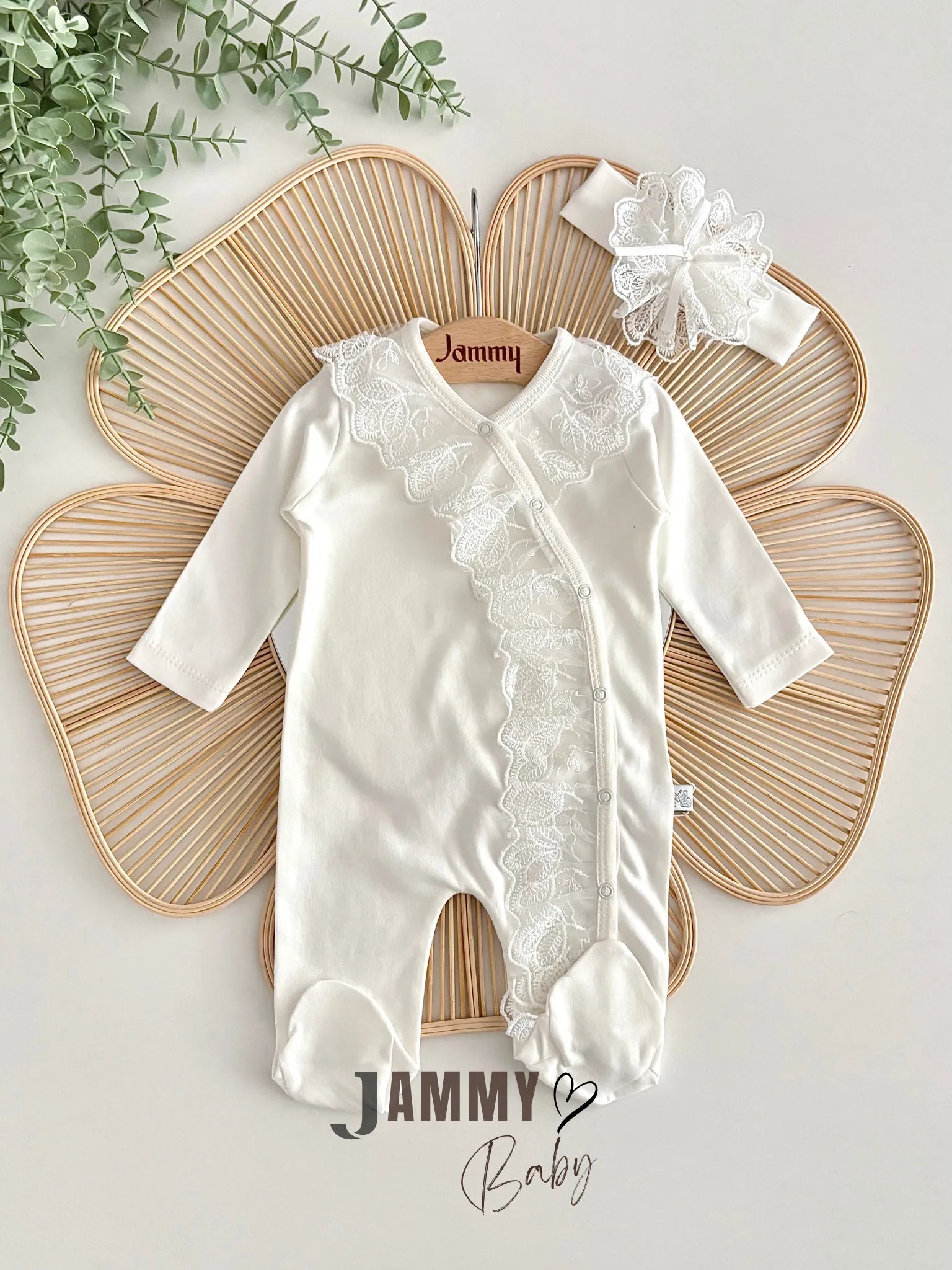 Patrice Lace Overall and Headband Set – White