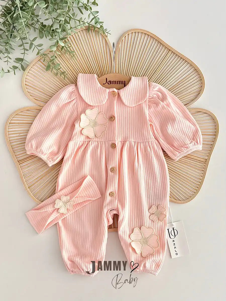 Daisell Embroidered Bandana Jumpsuit Set - POWDER