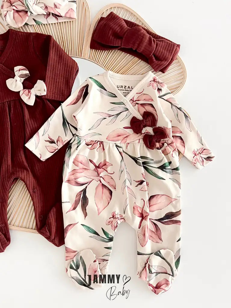 Autumn Leaves 2-Piece Romper Set - Brown