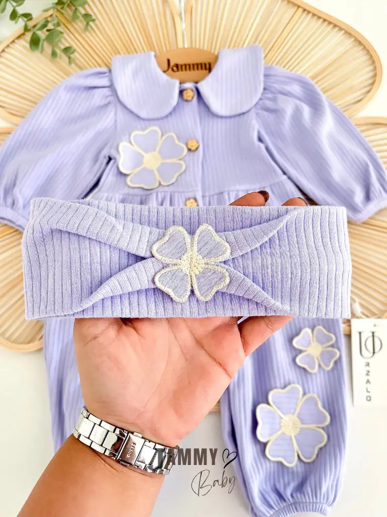 Daisell Embroidered Bandana Jumpsuit Set - Lilac