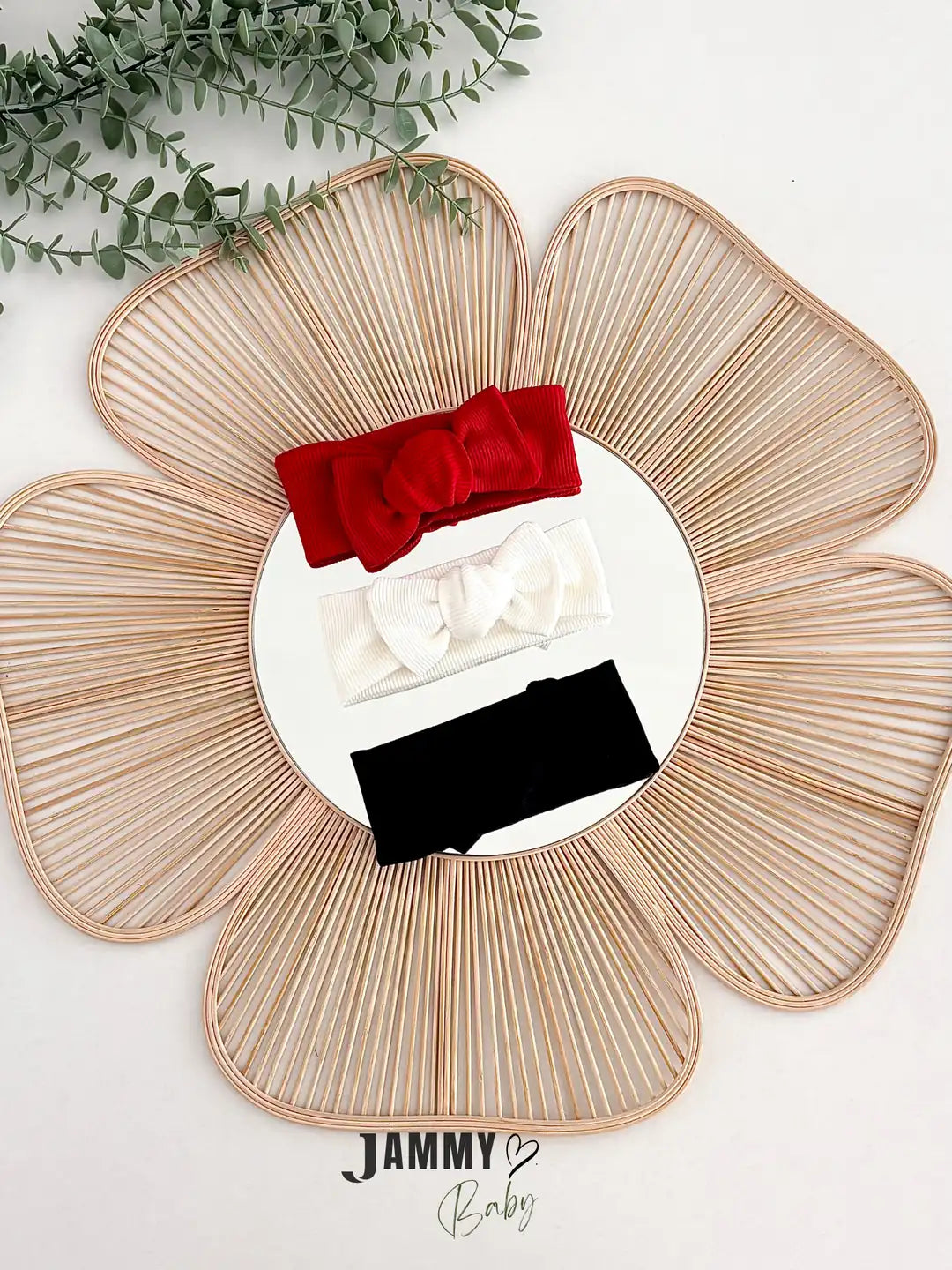 Ribbed Bow Bandana 3-Piece Set – Red Pack