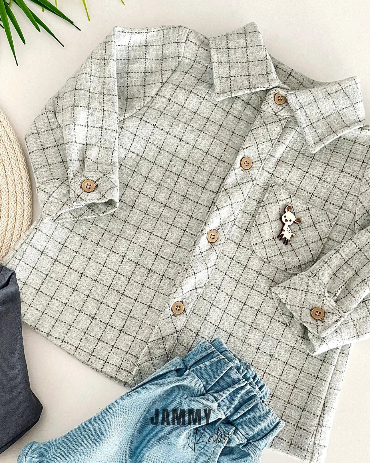 Plaid Jacket / Sweat Jeans Suit-ANTHRACITE