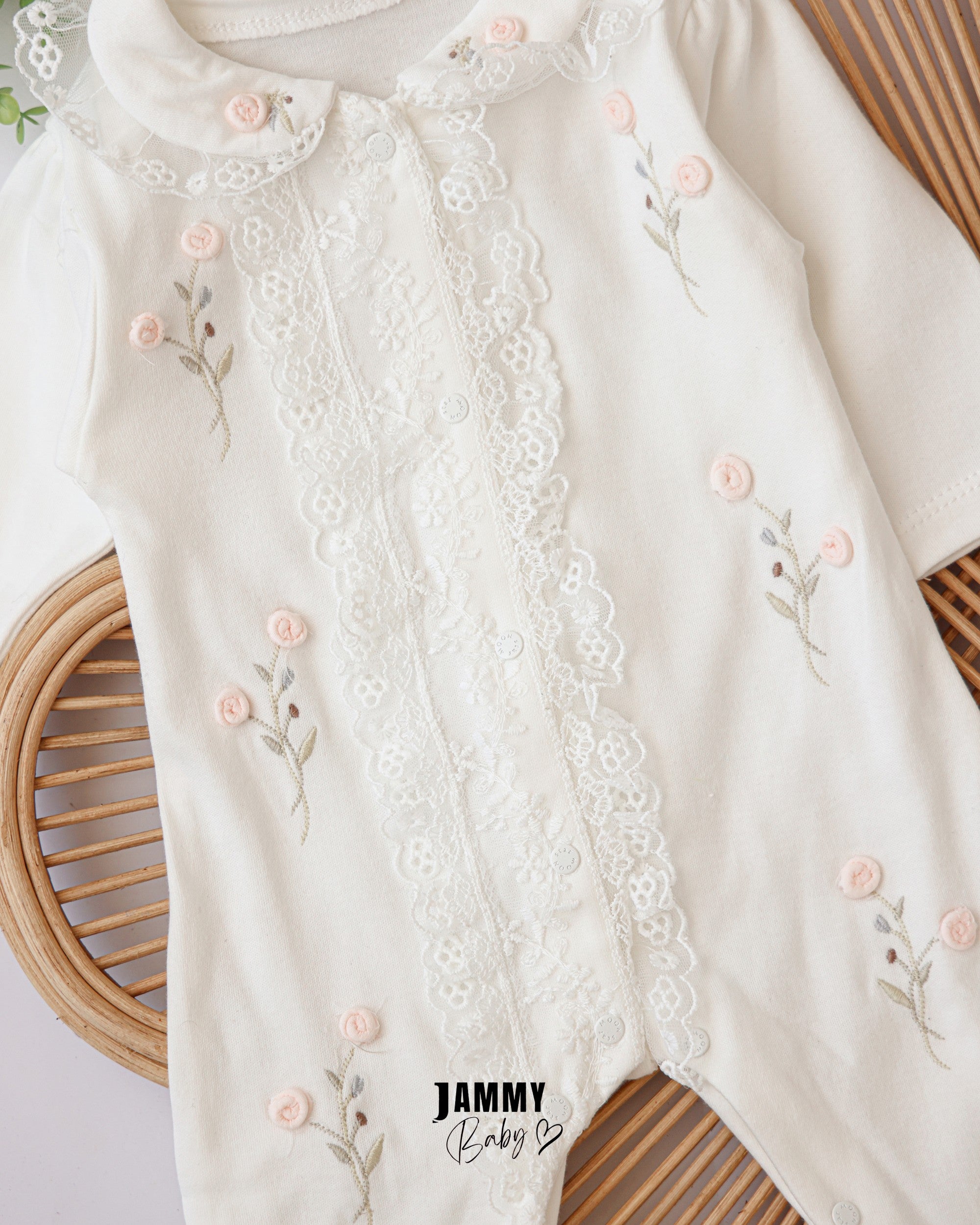 Lace Embroidered Hospital Discharge Set – Ivory White