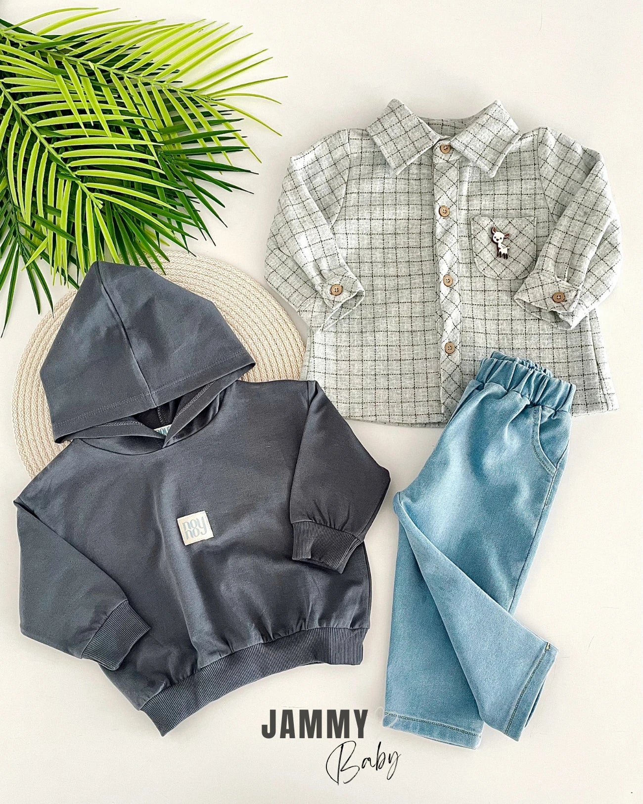 Plaid Jacket / Sweat Jeans Suit-ANTHRACITE