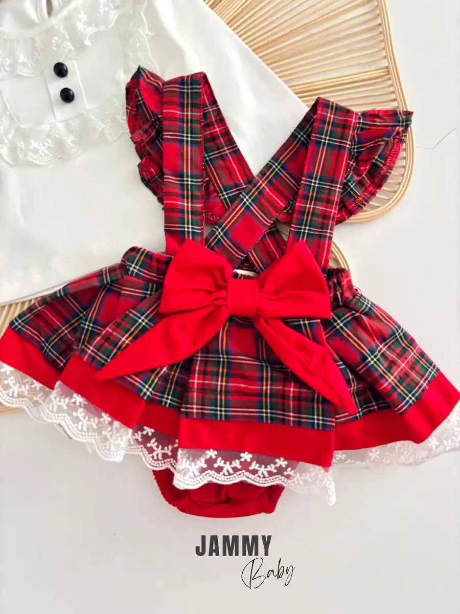 Ayla Plaid Romper / Bodysuit Set – RED