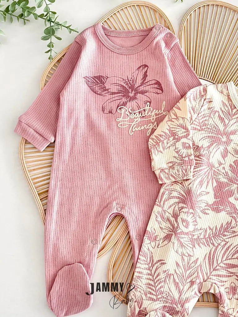 Beautiful Things Floral 2-Piece Jumpsuit Set - ROSE PINK