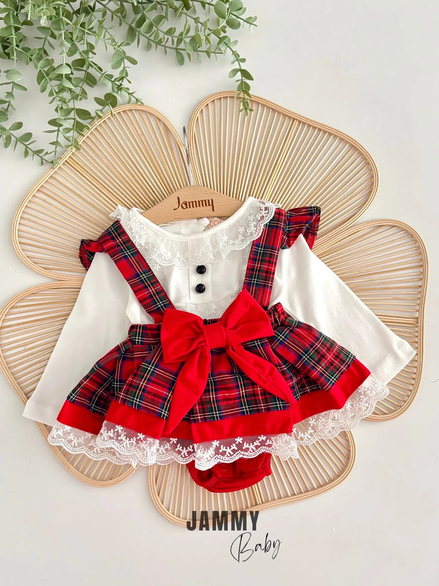 Ayla Plaid Romper / Bodysuit Set – RED