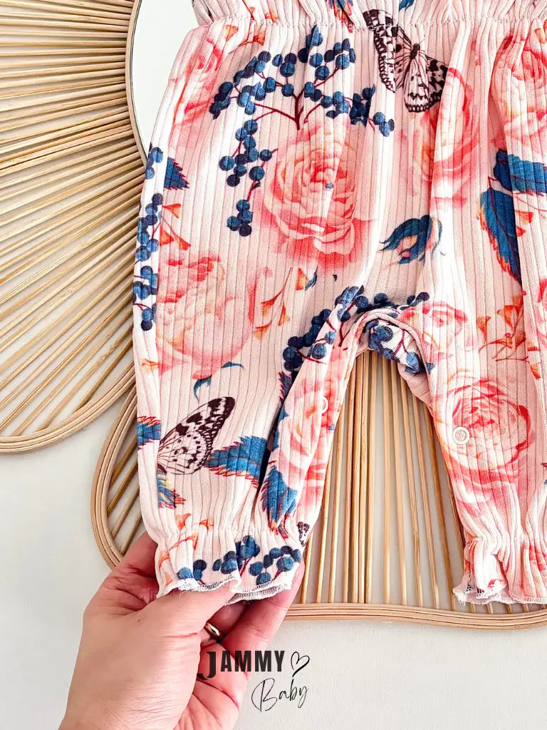Fiore Floral Print Camisole Jumpsuit Set with Bandana - POWDER