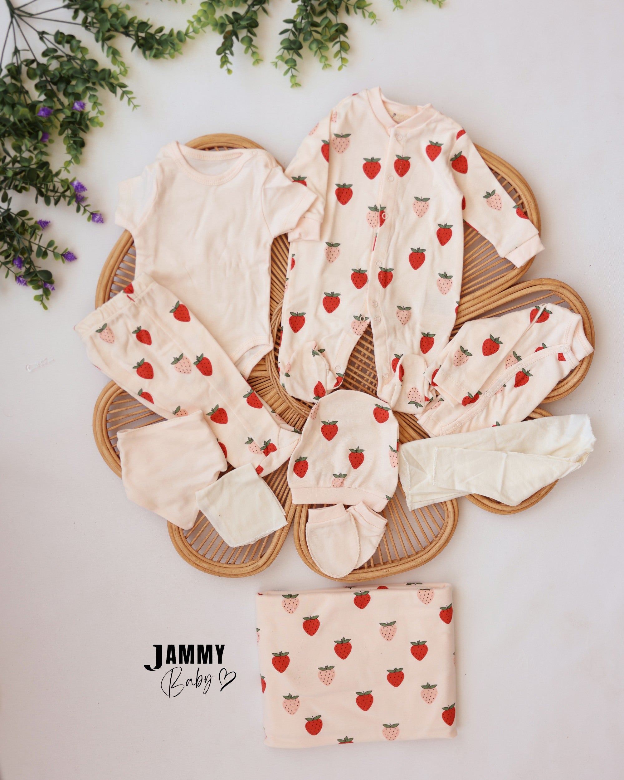 Strawberry Newborn 10 - Piece Essentials Set - Ivory & Red