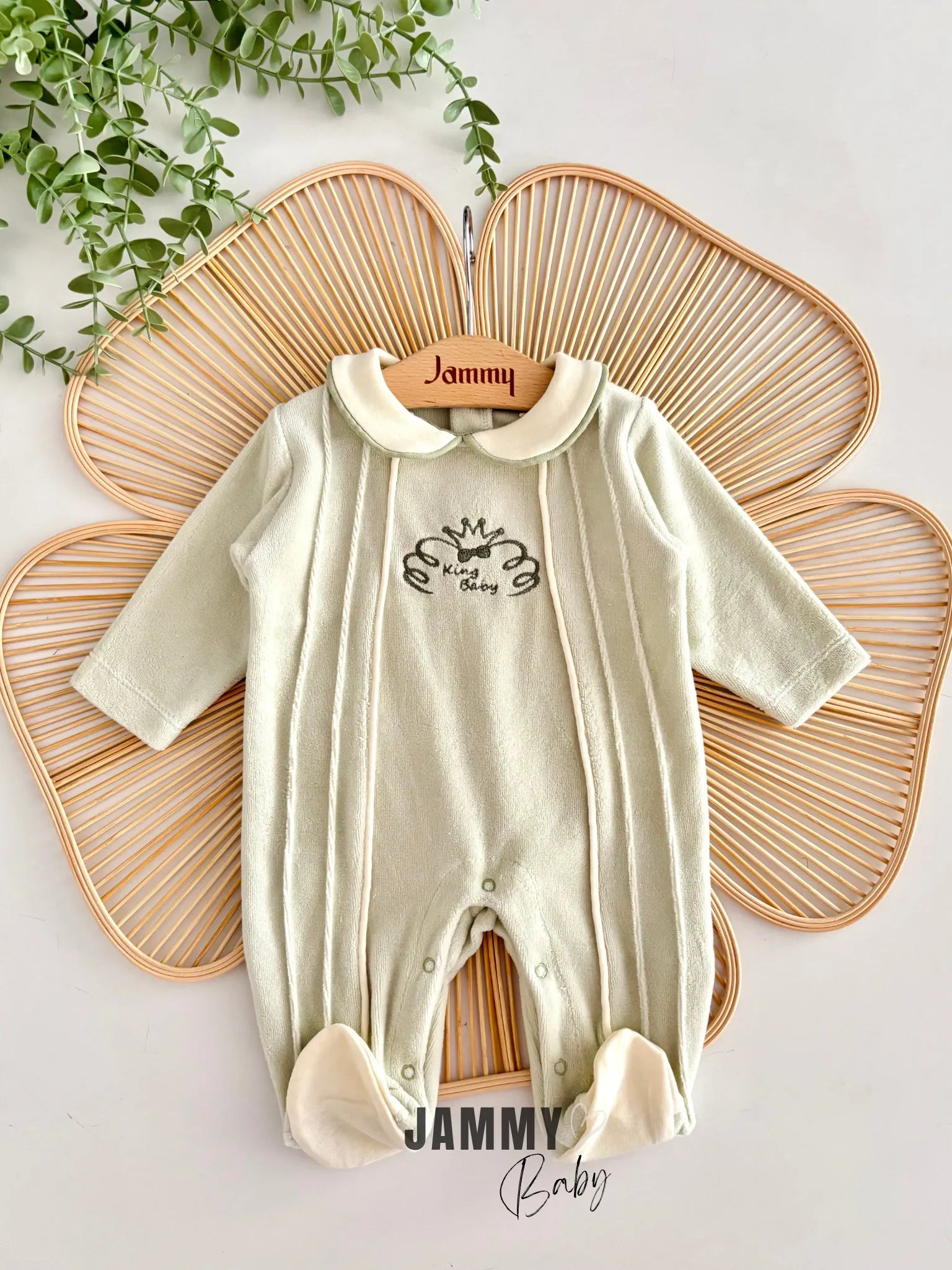 King Baby Velvet Overall – MINT GREEN