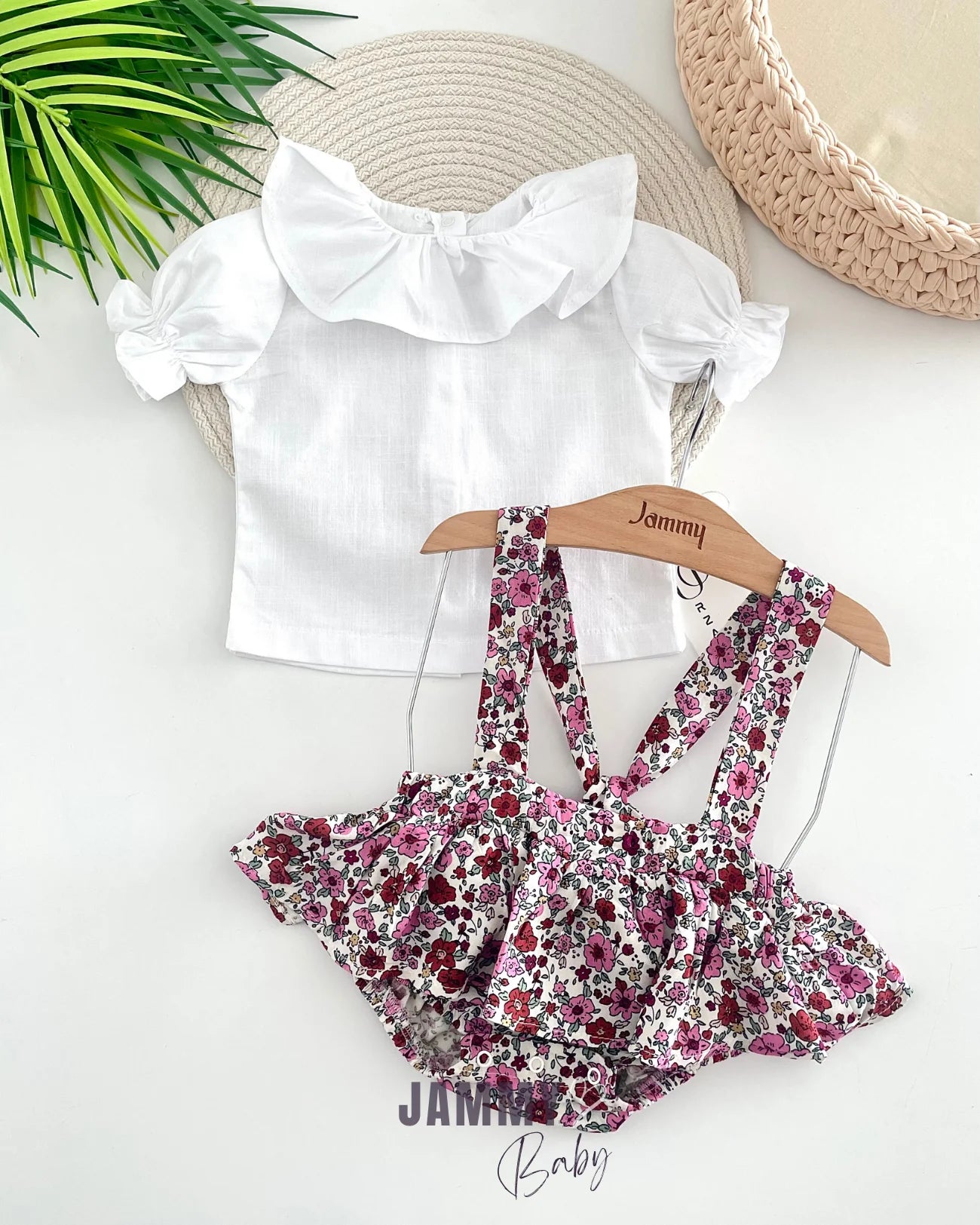 Luisa Printed Overalls & Shirt Set – Pink
