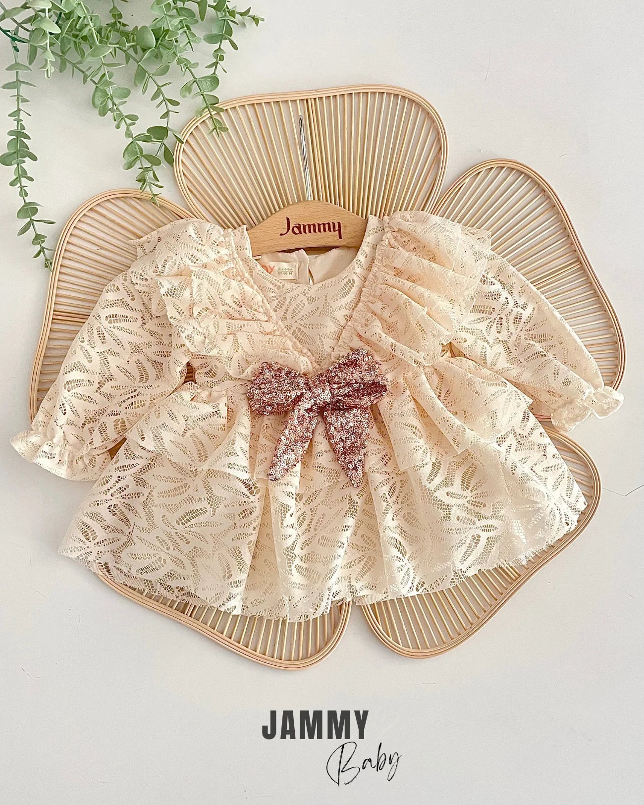 Lola Lace Sequin Bow Special Occasion Dress CREAM Lola Lace Sequin Bow Special Occasion Dress CREAM