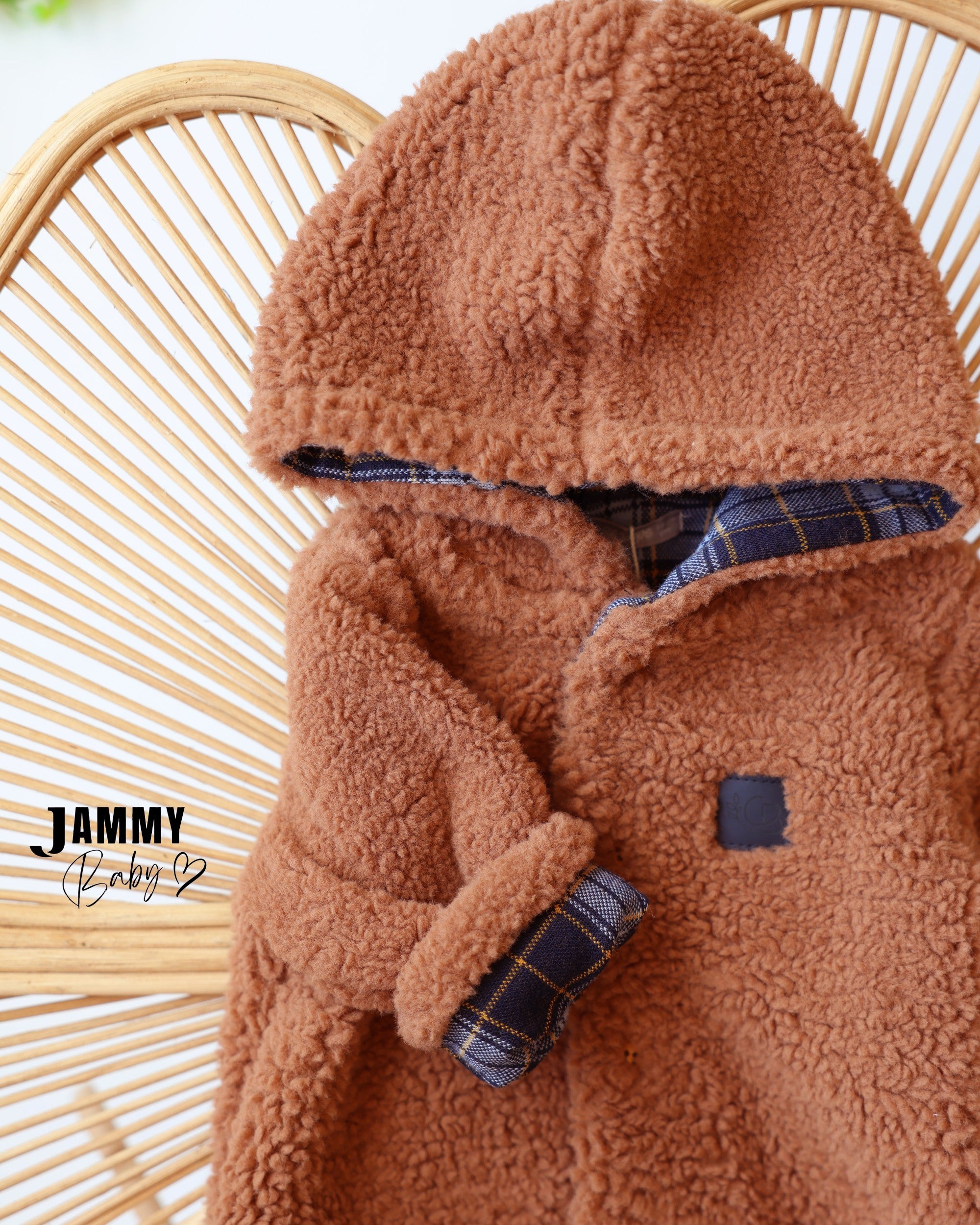 Teddy Hooded Jacket - Rust Brown