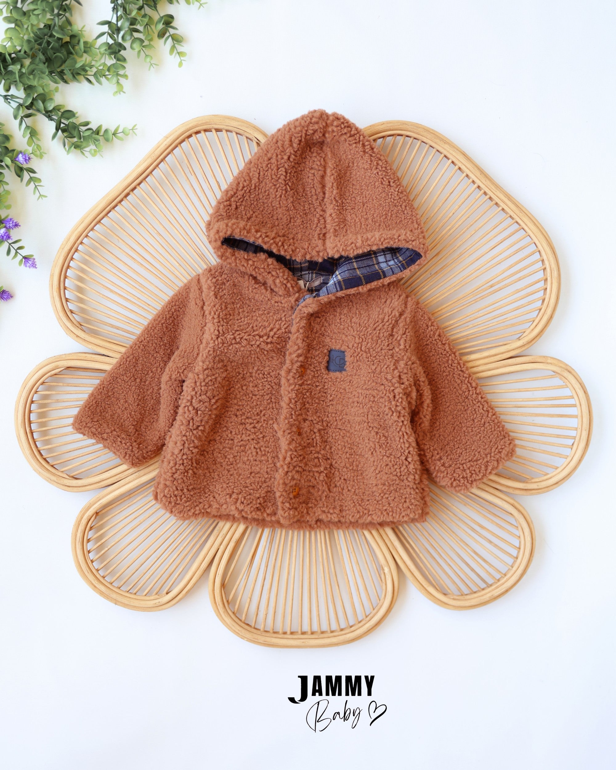 Teddy Hooded Jacket - Rust Brown