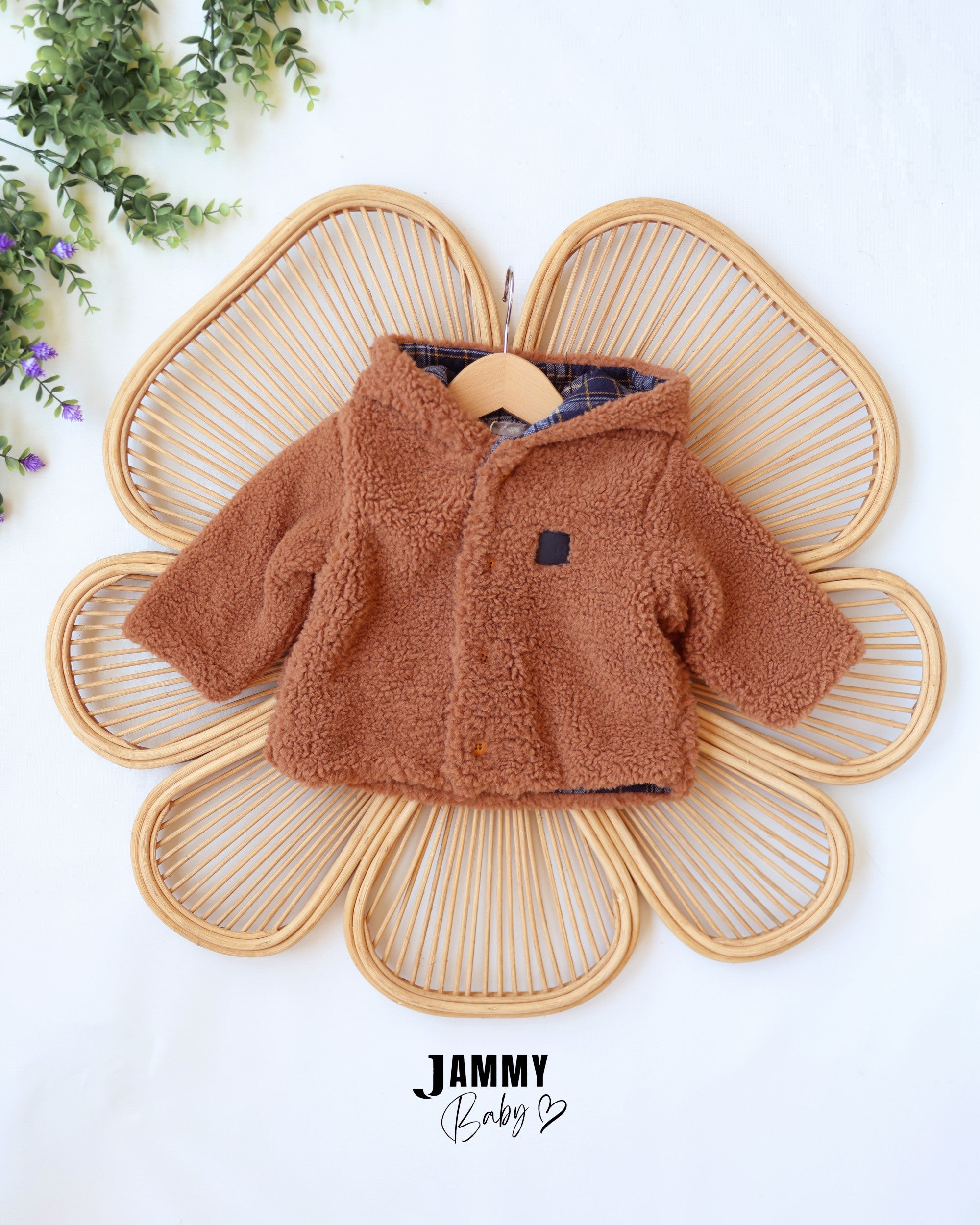 Teddy Hooded Jacket - Rust Brown