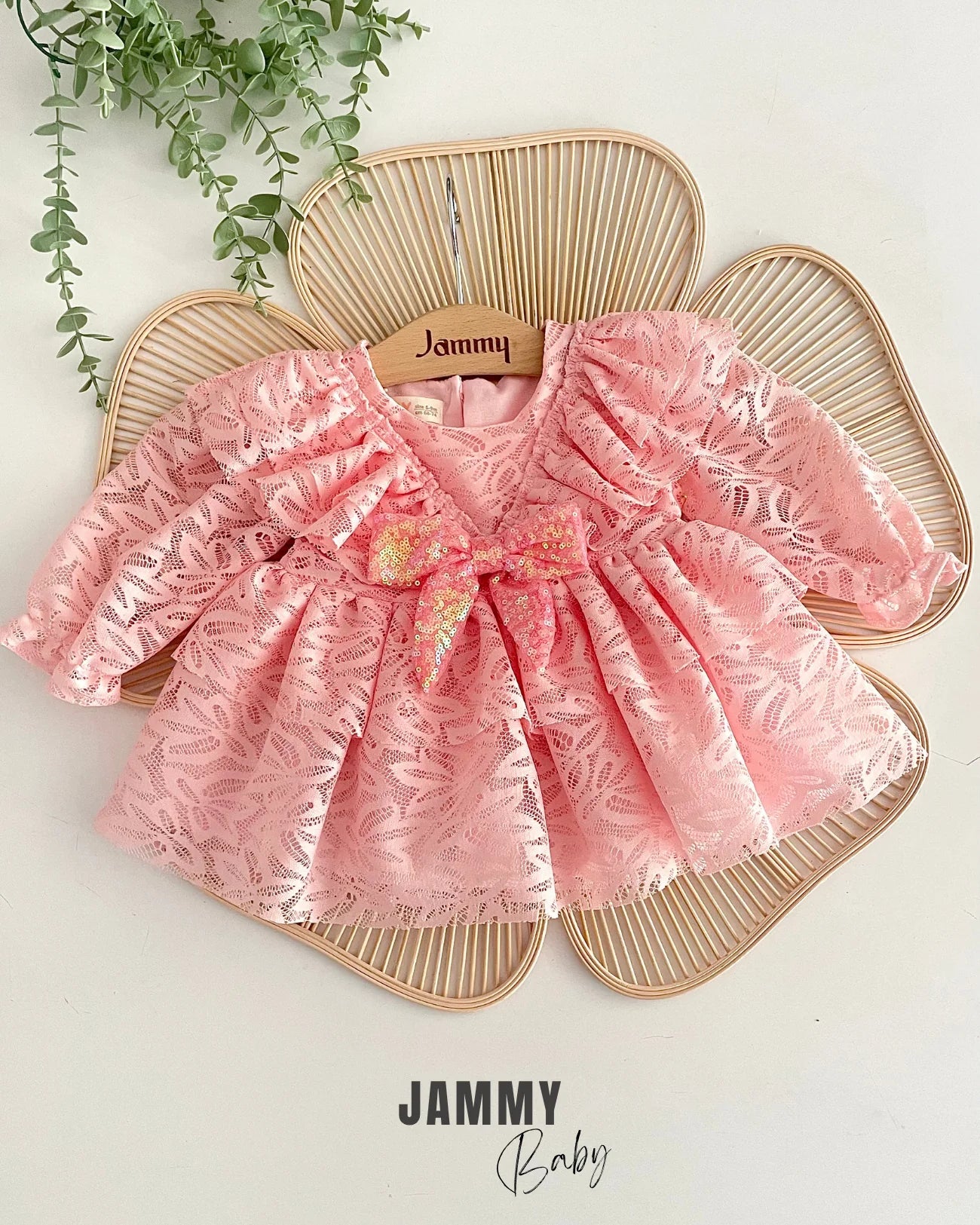 Lola Lace Sequin Bow Special Occasion Dress – PINK