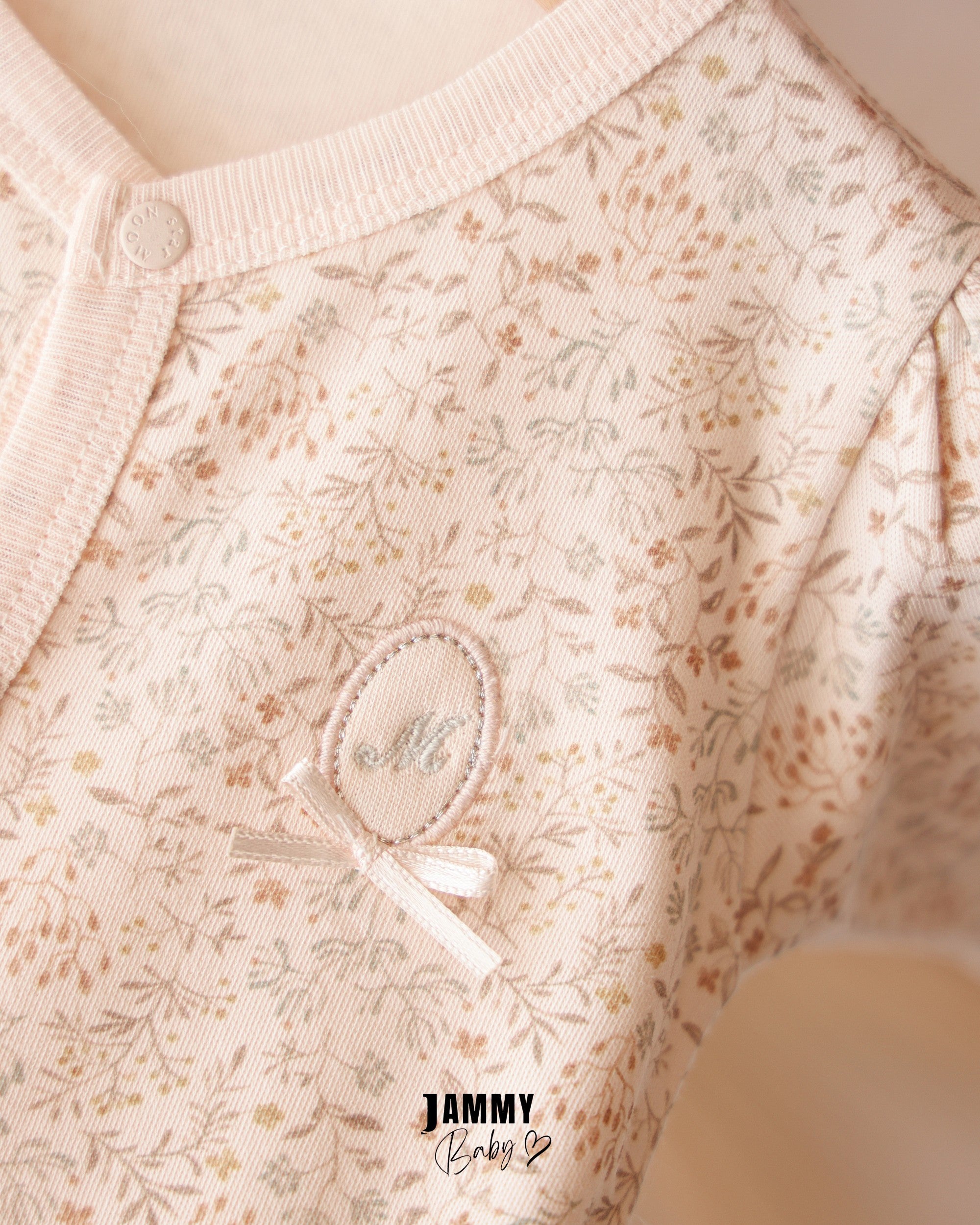 Tiny Floral Footed Baby Romper – Cream