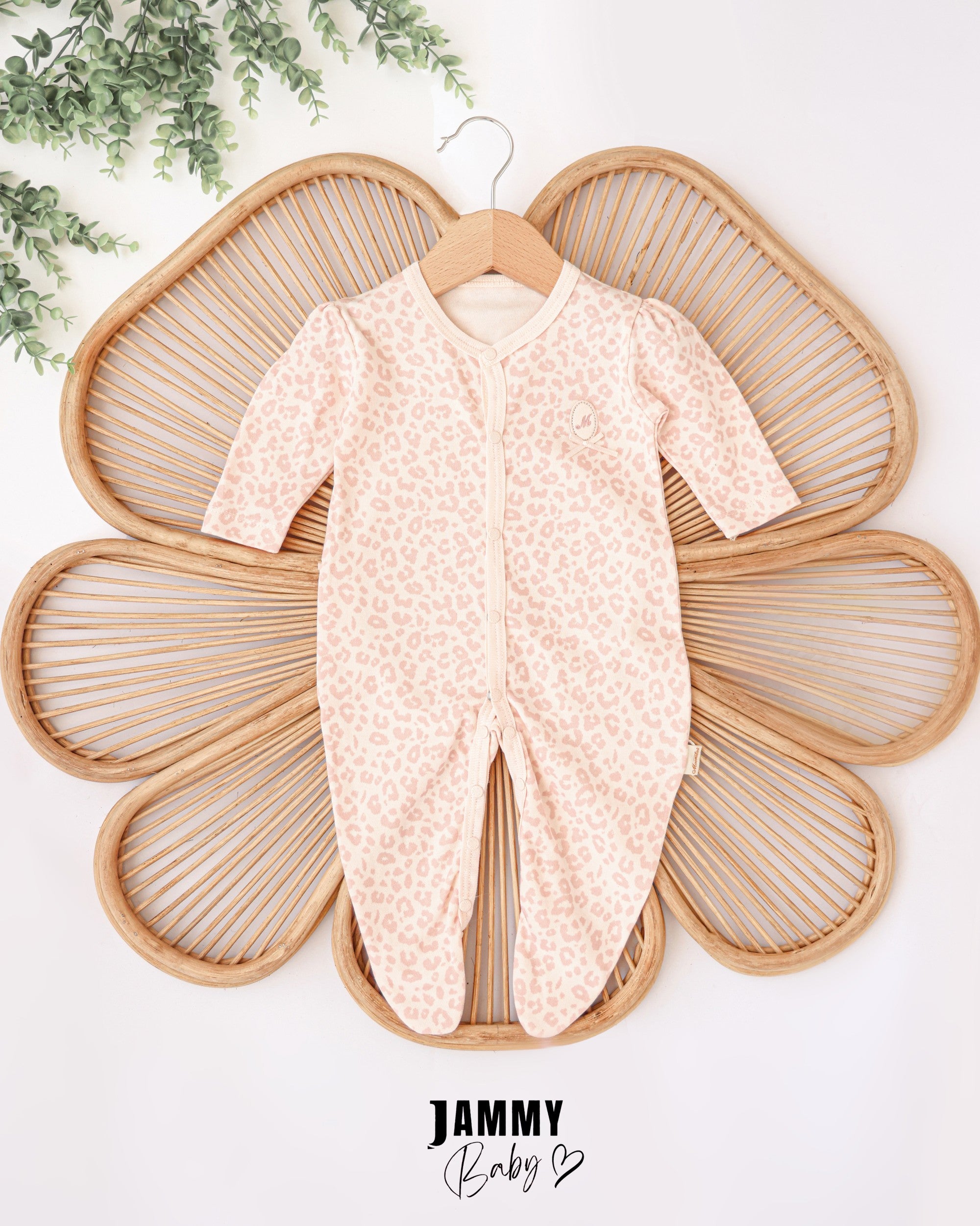 Soft Pink Leopard Print Baby Romper