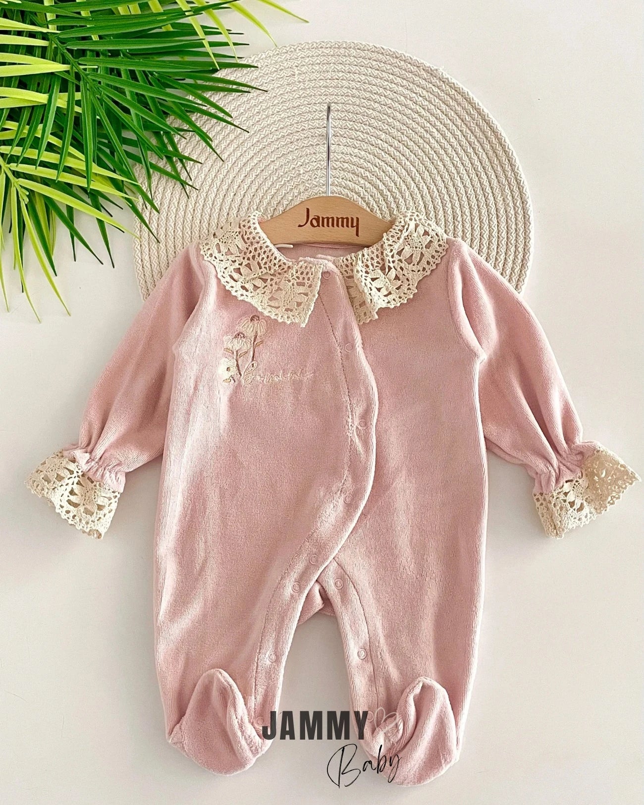 Alya Velvet Overall with Lace Collar – DUSTY ROSE