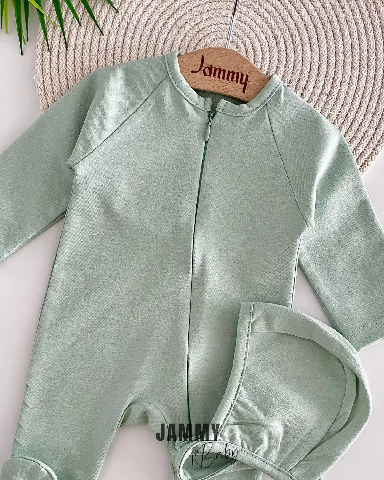 Austin Hat and Zippered Overalls Set-MINT GREEN