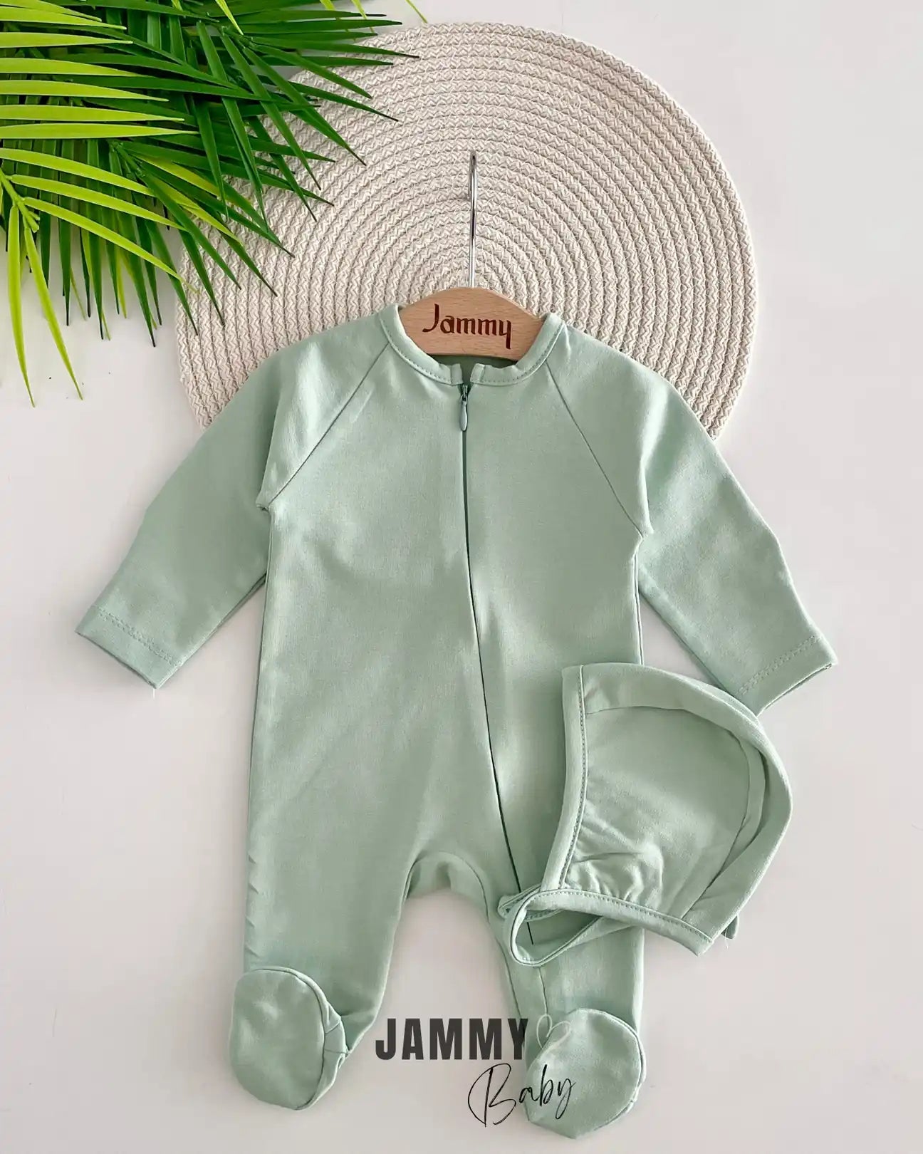 Austin Hat and Zippered Overalls Set-MINT GREEN