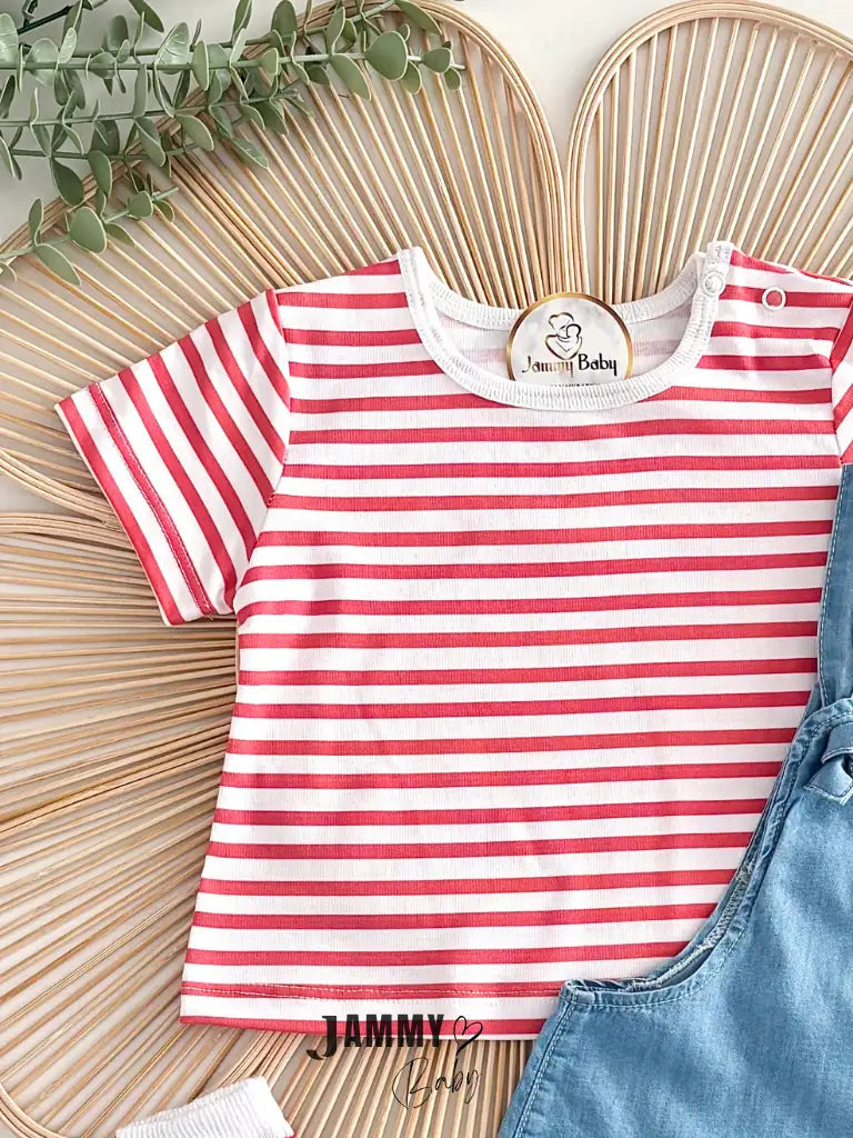 Darla Strawberry Denim Overalls, T-Shirt & Socks Set