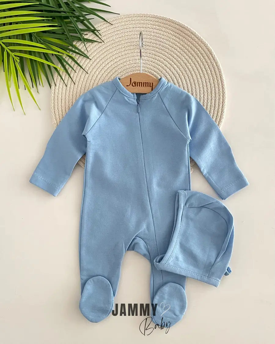 Austin Hat and Zippered Overalls Set-BLUE
