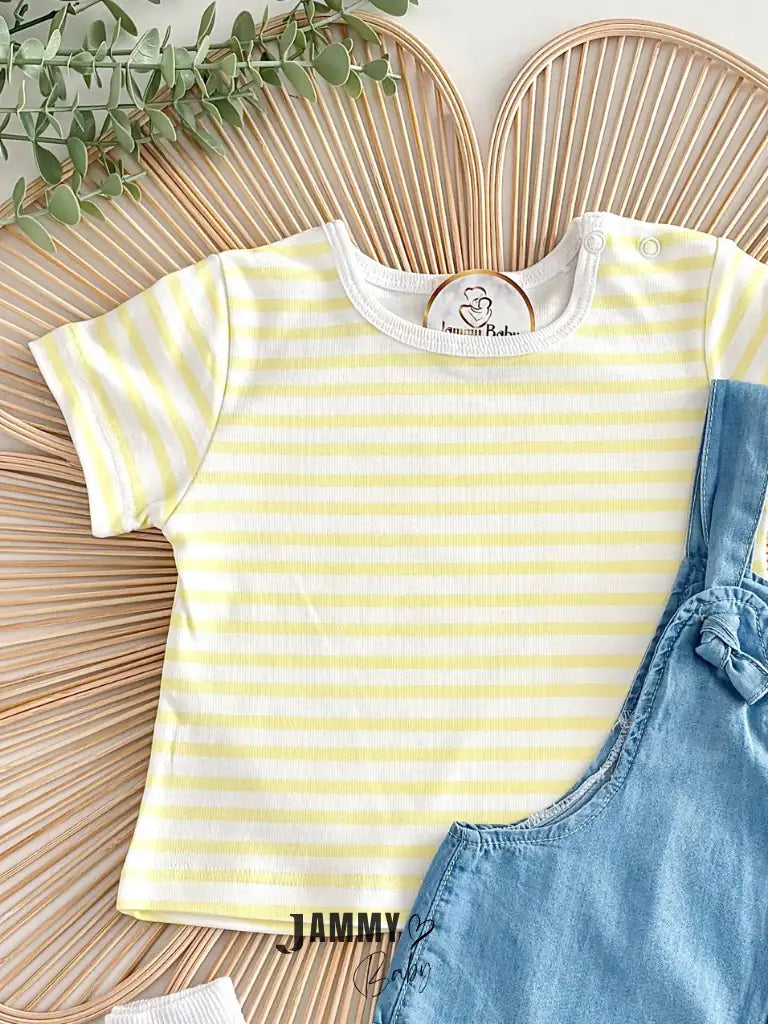 Darla Lemon Denim Overalls, T-Shirt & Socks Set