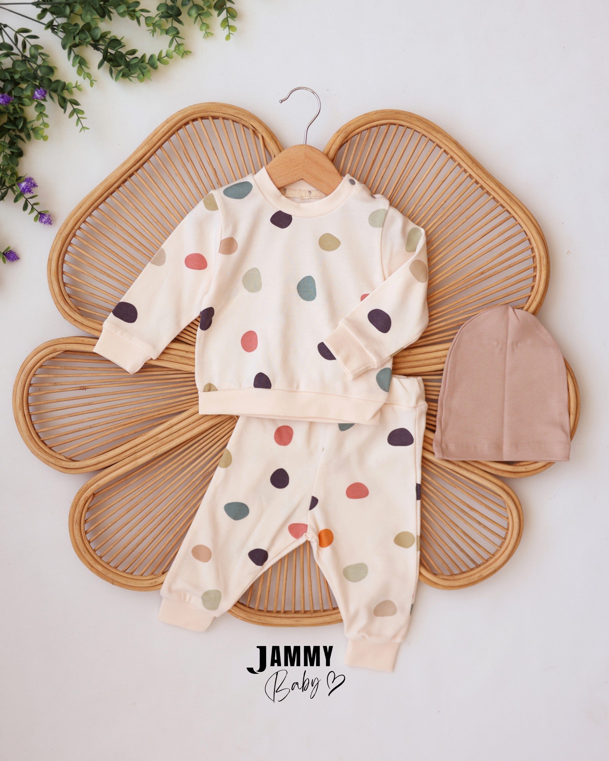 Colorful Pebbles 3-Piece Baby Set - Cream