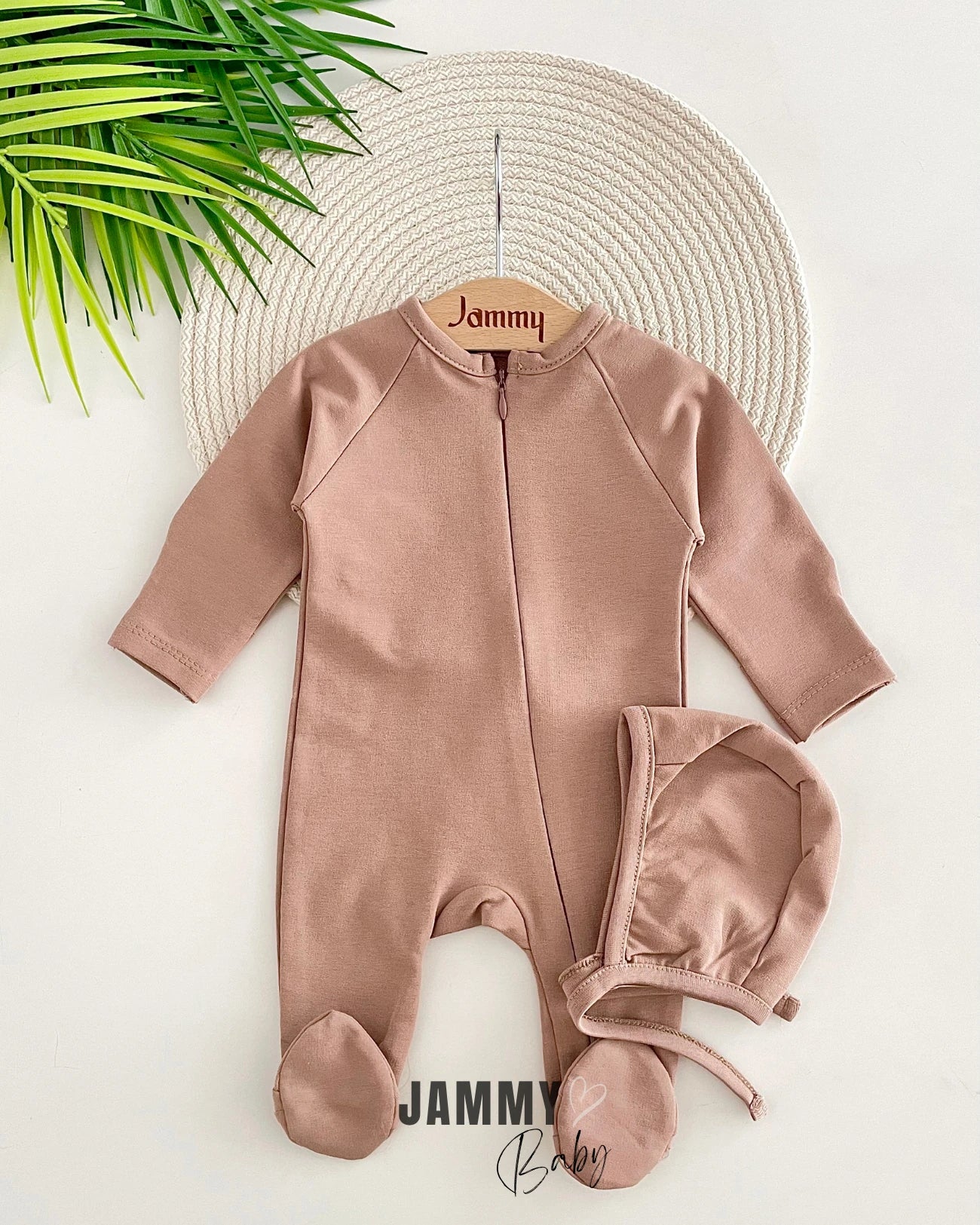 Austin Hat and Zippered Overalls Set-BROWN