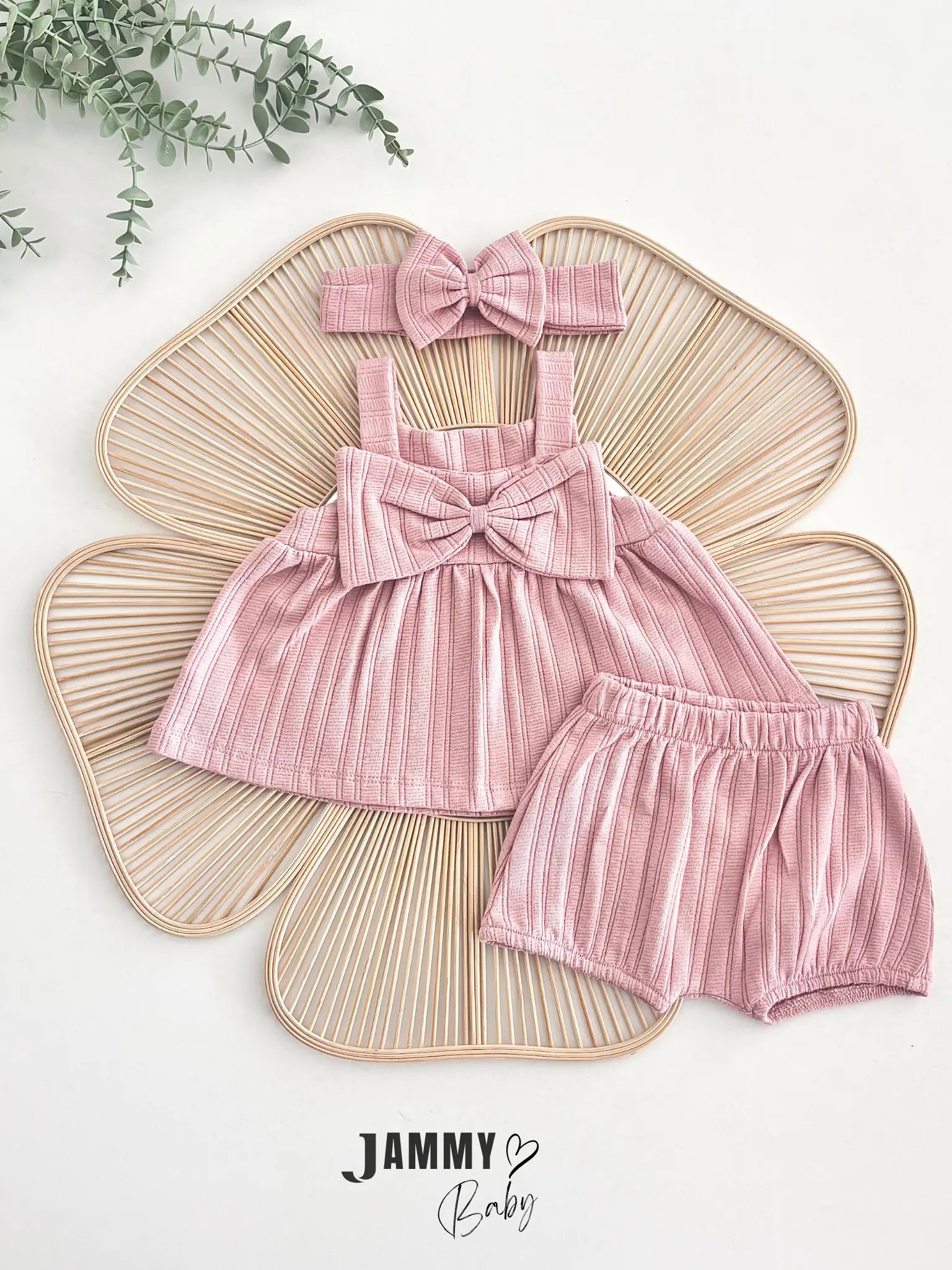 Jennifer Bow Detail Blouse, Shorts & Bandana Set - ROSE PINK